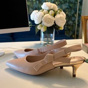 Nanette Lepore Blush Slingback Kitten Heels with Bow